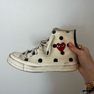 Comme des garsons x chuck converse high top polka dot shoe